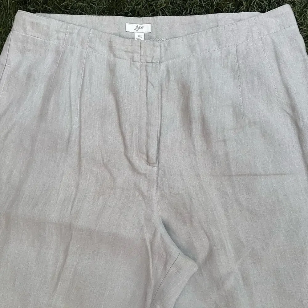 J.Jill Womens 100% Linen Wide Leg Pants Quiet Luxury Flowy Lagenlook Trousers 12 - Picture 3 of 10
